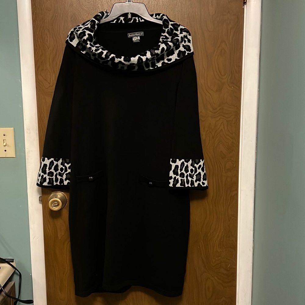 NWT Jessica Howard black animal print sweater dress size 2X